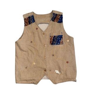 Vintage Hand Embroidered Lace Detailed Vest - Fits L/XL